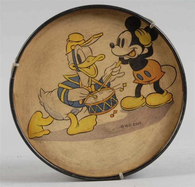 WALT DISNEY MICKEY MOUSE & DONALD DUCK TOY DRUM.  