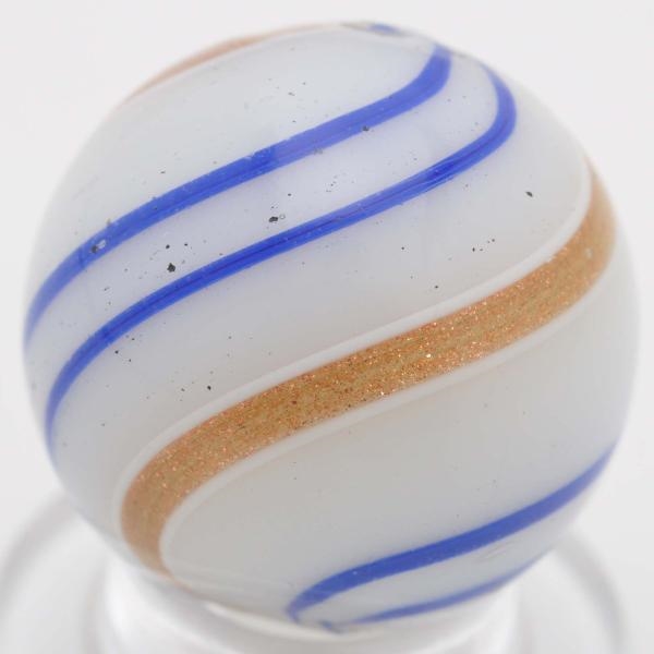 WHITE OPAQUE BANDED LUTZ MARBLE.                  