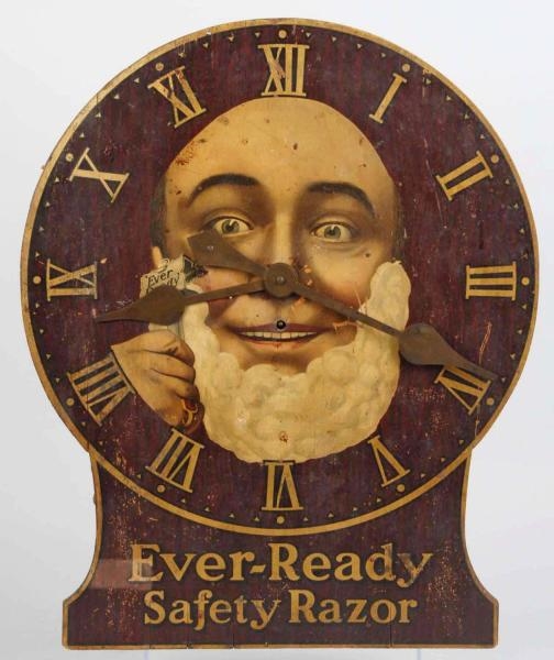 WOODEN EVER READY SAFETY RAZOR CLOCK.             