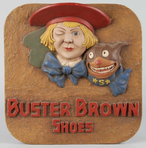 BUSTER BROWN SHOES ADVERTISING PLAQUE.            