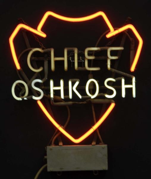 CHIEF OSHKOSH ARROWHEAD NEON SIGN.                