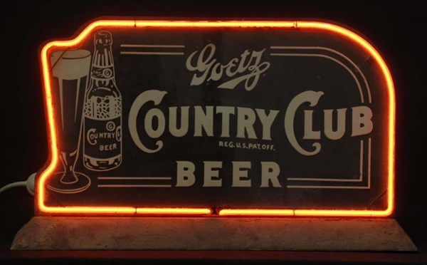 GOETZ COUNTRY CLUB BOTTLE & GLASS NEON SIGN.      