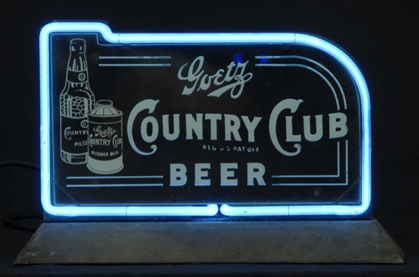 GOETZ COUNTRY CLUB BOTTLE & CAN NEON SIGN.        