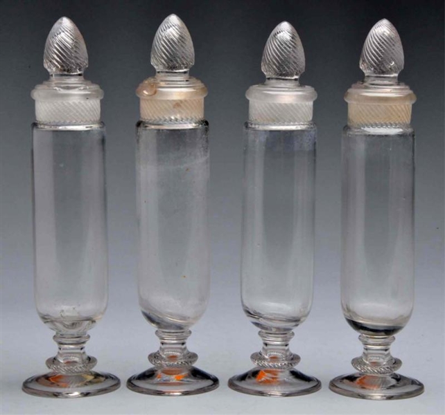 LOT OF 4: COLUMBIA CYLINDER APOTHECARY CANDY JARS 