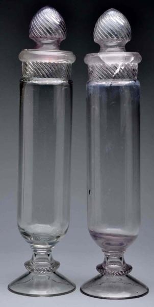 LOT OF 2: COLUMBIA CYLINDER APOTHECARY CANDY JARS 