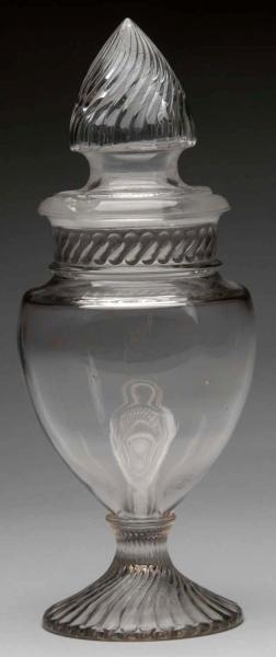 "PACIFIC" URN-SHAPED APOTHECARY JAR WITH LID.     