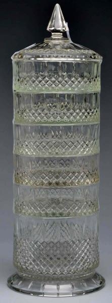 LARGE CUT GLASS SECTIONED CANDY JAR.              