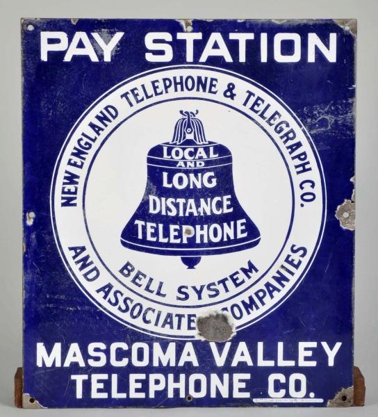 PORCELAIN BELL SYSTEM PAY STATION 2-SIDED SIGN.   