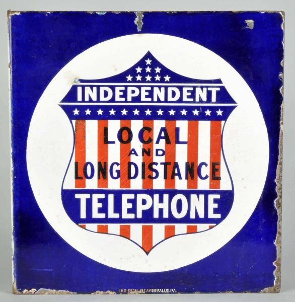 INDEPENDENT TELEPHONE AMERICAN SHIELD FLANGE SIGN 