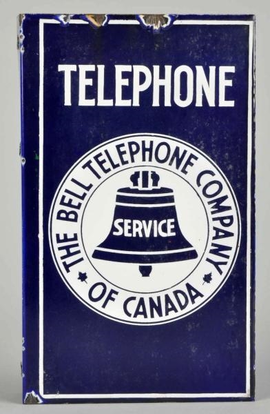 PORCELAIN BELL TELEPHONE SERVICE FLANGE SIGN.     