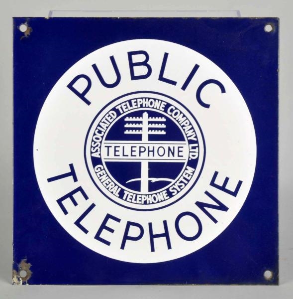 PORCELAIN GENERAL TELEPHONE SYSTEM 2-SIDED SIGN.  