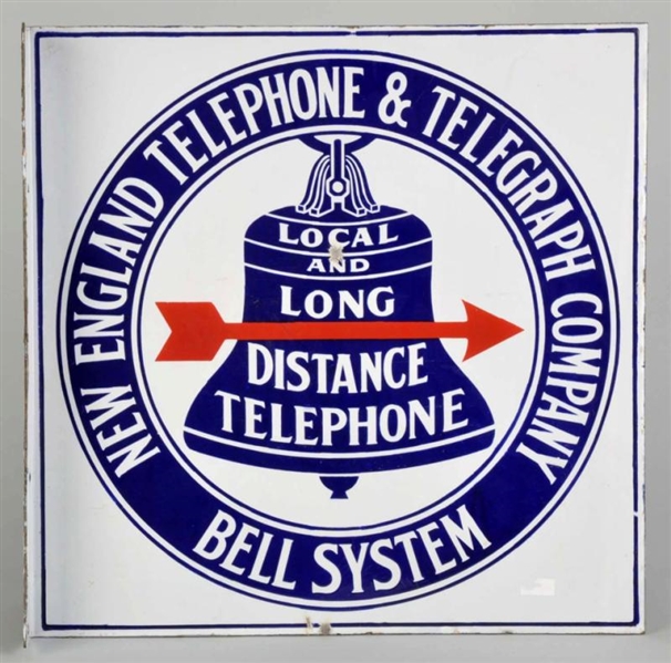 PORCELAIN WHITE BELL TELEPHONE FLANGE SIGN.       