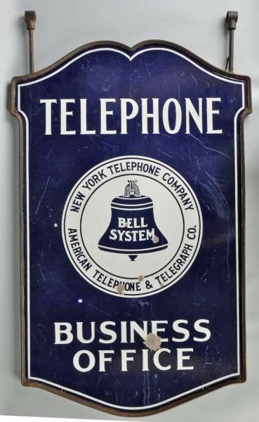 PORCELAIN BELL TELEPHONE BUSINESS OFFICE SIGN.    