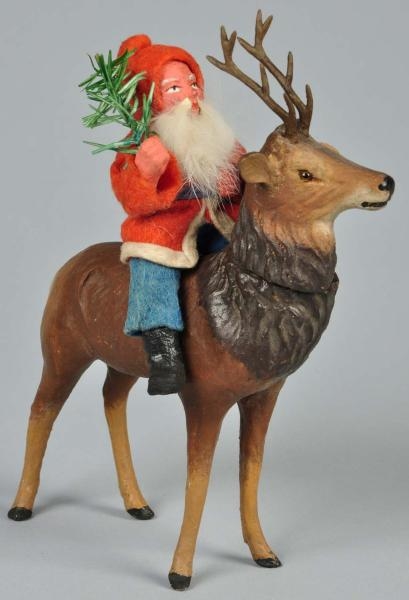 SANTA RIDING COMPOSITION REINDEER CANDY CONTAINER 