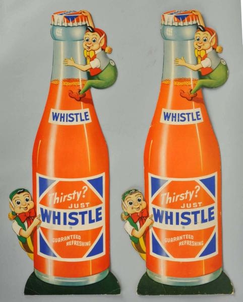 LOT OF 2: CARDBOARD WHISTLE BOTTLE CUTOUT SIGN.   