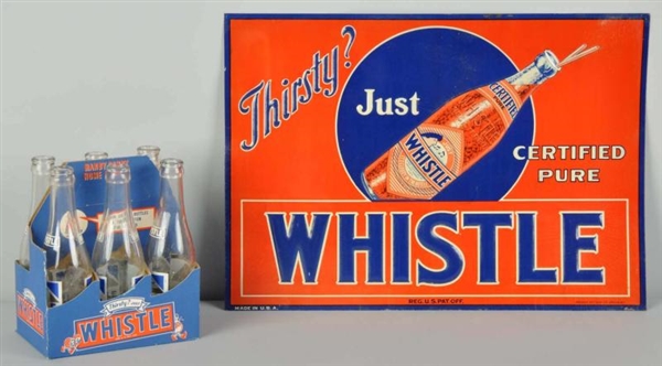 WHISTLE 6-PACK WITH BOTTLES & SIGN.               