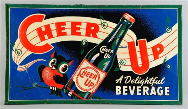 EMBOSSED TIN CHEER UP SIGN.                       