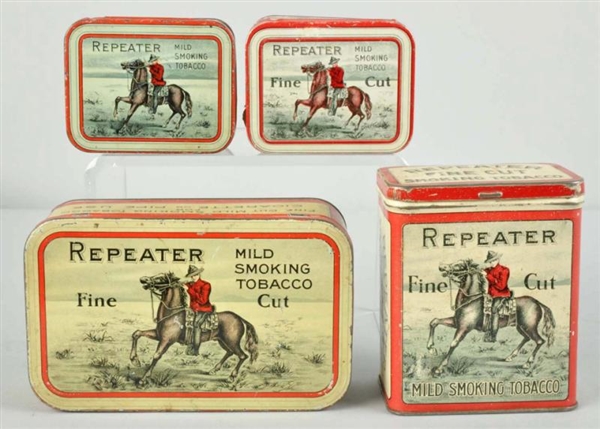 LOT OF 4: REPEATER TOBACCO TINS.                  