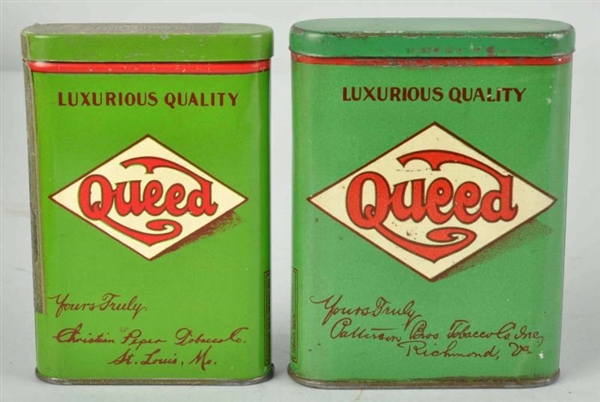 LOT OF 2: QUEED POCKET TOBACCO TINS.              
