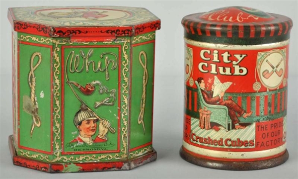 LOT OF 2: TOBACCO CANISTERS.                      