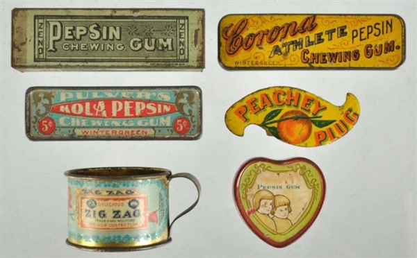 LOT OF 6: SMALL TIN ADVERTISING PIECES.           