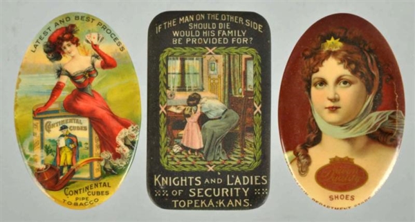 LOT OF 3: ASSORTED ADVERTISING POCKET MIRRORS.    