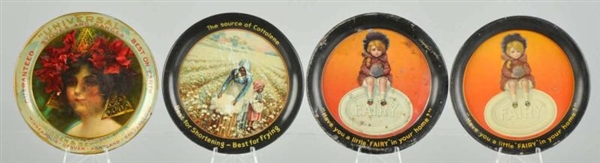 LOT OF 4: SMALL ADVERTISING TIP TRAYS.            
