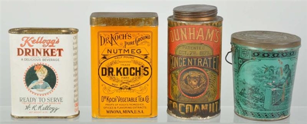 LOT OF 4: FOOD PRODUCT TINS.                      
