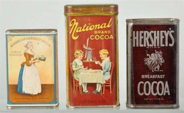 LOT OF 3: COCOA TINS.                             