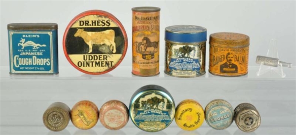 LOT OF 12: ASSORTED PRODUCT TINS.                 