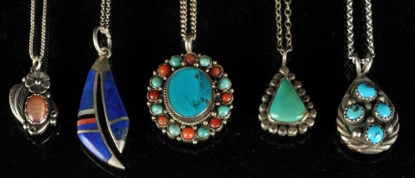 LOT OF 5: NATIVE AMERICAN INDIAN NAVAJO NECKLACES 