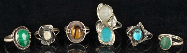 LOT OF 6: NATIVE AMERICAN INDIAN RINGS.           