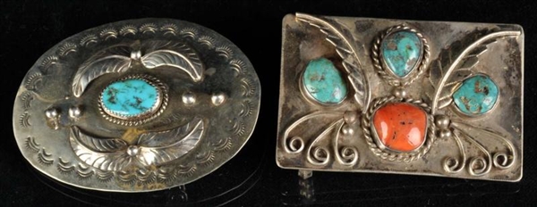 LOT OF 2: NATIVE AMERICAN INDIAN BELT BUCKLES.    