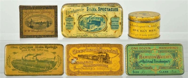 LOT OF 6: ASSORTED PRODUCT TINS.                  
