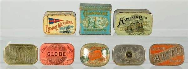 LOT OF 8: ASSORTED TOBACCO TINS.                  