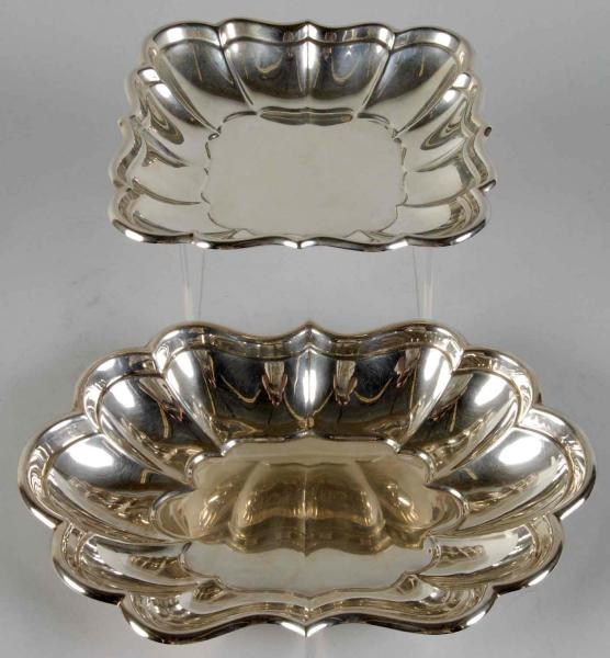 LOT OF 2: STERLING SILVER MATCHING DEEP TRAYS.    
