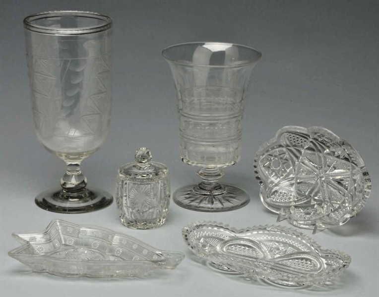 LOT OF 6: GLASS PIECES.                           