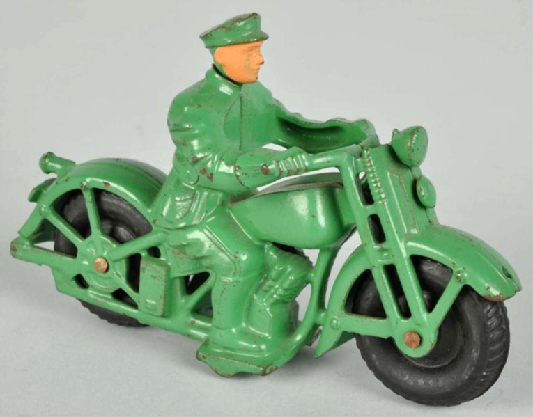 CAST IRON HUBLEY POLICE PATROL MOTORCYCLE TOY.    
