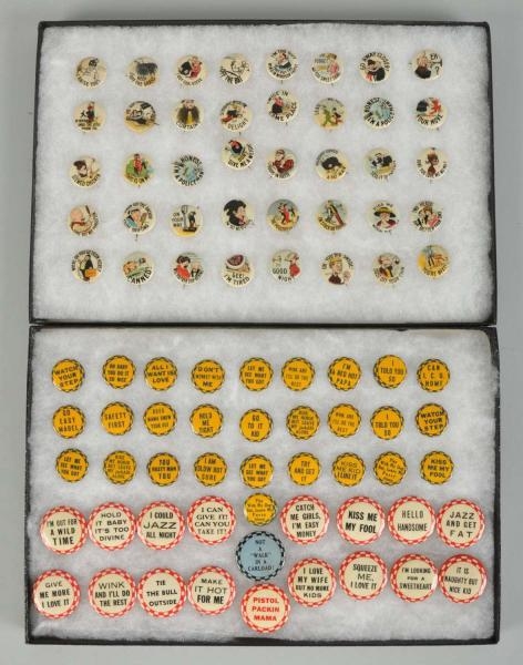 LOT OF 86: COMIC CHARACTER & ADVERTISING PINS.    