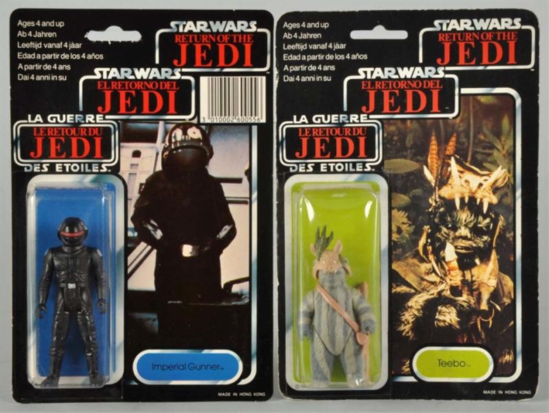 LOT OF 2: STAR WARS TRI-LOGO CARDED FIGURES.      
