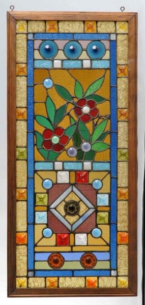 STAINED & LEADED GLASS WINDOW.                    