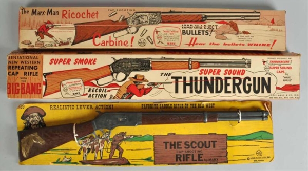LOT OF 3: MARX WESTERN TOY RIFLES.                