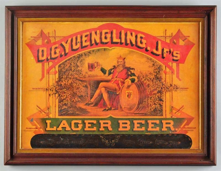 TIN D.G. YUENGLING JR.S LAGER BEER SIGN.         