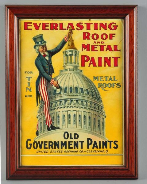 TIN EVERLASTING ROOF & METAL PAINT SIGN.          