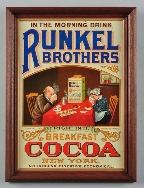 TIN RUNKEL BROTHERS COCOA SIGN.                   