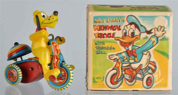 TIN LINEMAR PLUTO TRICYCLE WIND-UP TOY.           
