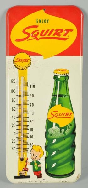 EMBOSSED TIN SQUIRT THERMOMETER.                  
