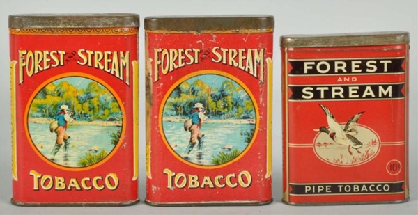 LOT OF 3: FOREST & STREAM POCKET TOBACCO TINS.    