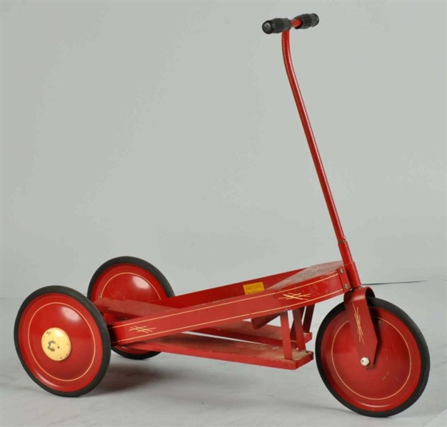PRESSED STEEL 3-WHEEL SCOOTO-CYCLE PEDAL TOY.     