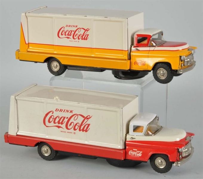 LOT OF 2: COCA-COLA BATTERY-OP TRUCK TOYS.        